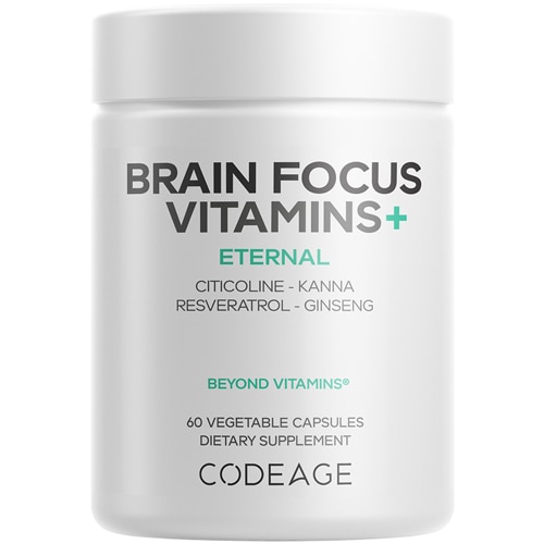 Codeage Brain Focus Vitamins+ Citicoline-Vitamin B12-Ginseng-Resveratrol-Gotu Kola-Kanna