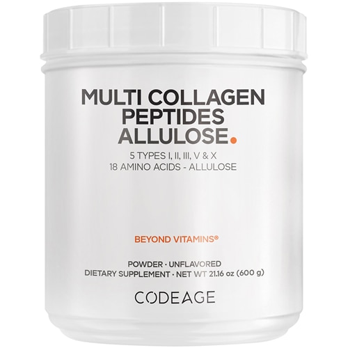 Codeage Multi Collagen Peptides + Allulose 5 Types Grass-Fed - 0 Cal 0 Carb Unflavored
