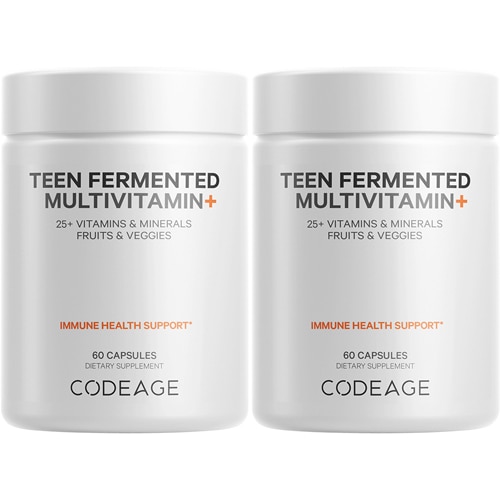 Codeage Teen Daily Multivitamin - Vitamins A B C D E K Zinc Biotin & Probiotics Vegan Supplement