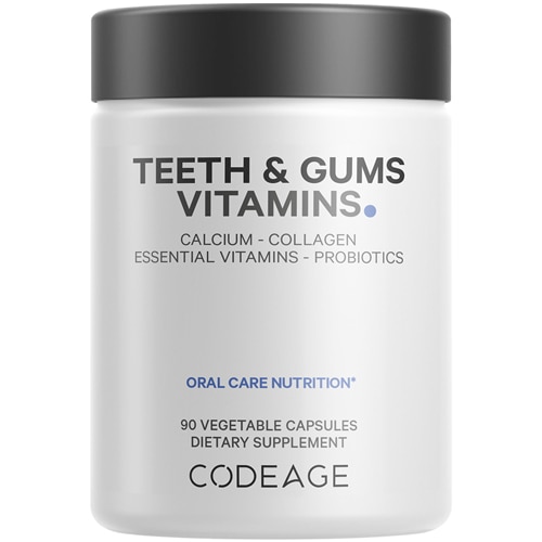 Codeage Teeth & Gums Vitamins + Oral Probiotics - Calcium - Collagen - Potassium & Zinc
