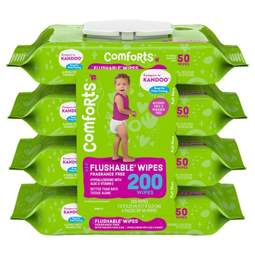 Comforts Flushable Wipes Fragrance Free