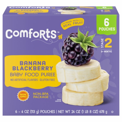 Comforts Stage 2 Baby Food Puree Pouch Banana Blackberry