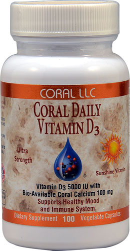Coral LLC Daily Vitamin D3 -- 5000 IU - 100 Vegetable Capsules