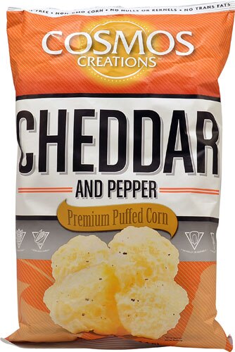 Cosmos Creations Gluten Free Premium Puffed Corn Cheddar &amp; Pepper -- 7 oz