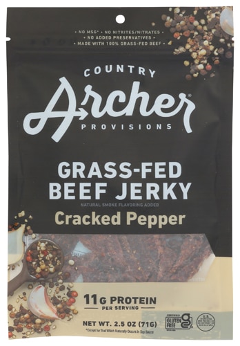 Country Archer Gluten Free Grass-Fed Beef Jerky Cracked Pepper -- 2.5 oz