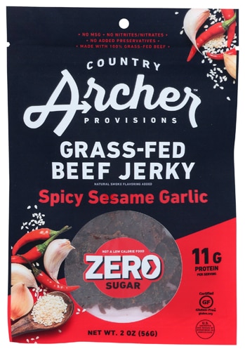 https://www.vitacost.com/Images/Products/500/Country-Archer/Country-Archer-Gluten-Free-Grass-Fed-Zero-Sugar-Beef-Jerky-Spicy-Sesame-Garlic-850011381168.jpg