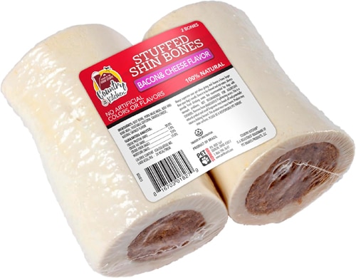 Country Kitchen Dog Chew Treat Stuffed Shin Bone Bacon & Cheese