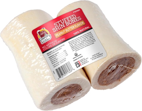 Country Kitchen Dog Chew Treat Stuffed Shin Bone Peanut Butter