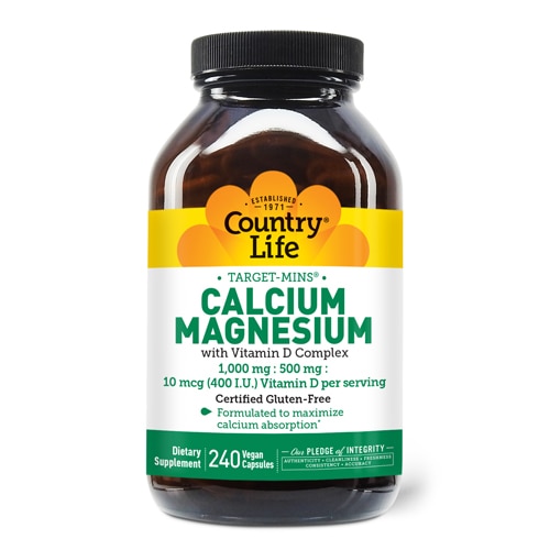 Country Life Calcium Magnesium With Vitamin D Complex 240 Vegetarian Capsules