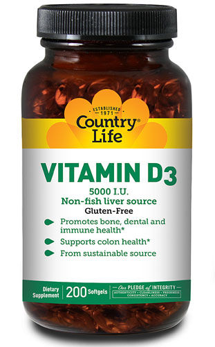 Country Life Vitamin D3 5000 Iu 200 Softgels