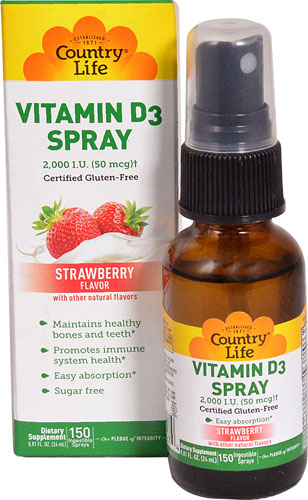 Country Life Vitamin D3 Spray Strawberry -- 150 Sprays