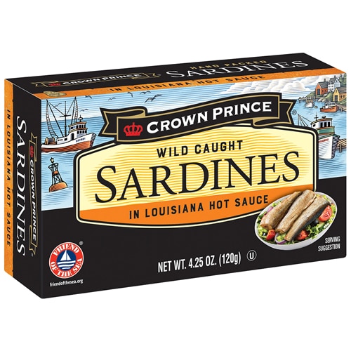 Crown Prince Gluten Free Kosher Sardines in Louisiana Hot Sauce