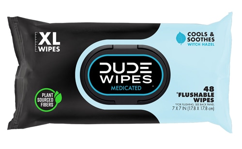 DUDE Wipes XL Flushable Wipes Medicated Witch Hazel