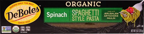 DeBoles Organic Spaghetti Style Pasta Spinach -- 8 oz