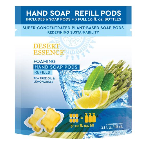 Desert Essence Foaming Hand Soap Refill Pods - Tea Tree Oil & Lemongrass -- 6 Pods