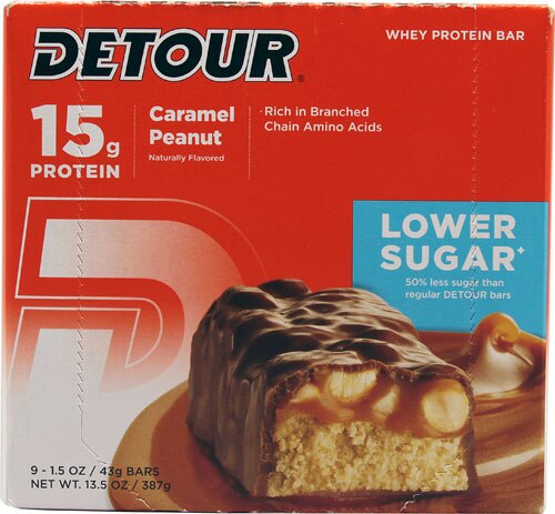Detour Bar Lower Sugar Whey Protein Bar Caramel Peanut -- 9 Bars