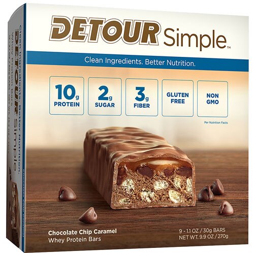Detour Bar Simple™ Whey Protein Bars Chocolate Chip Caramel -- 9 Bars