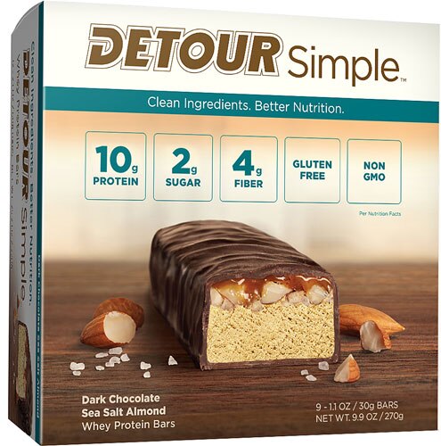 Detour Bar Simple™ Whey Protein Bars Dark Chocolate Sea Salt Almond -- 9 Bars