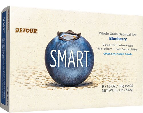 Detour Bar Smart Gluten Free Oatmeal Bar Blueberry -- 9 Bars