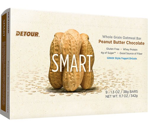 Detour Bar Smart Gluten Free Oatmeal Bar Peanut Butter Chocolate -- 9 Bars