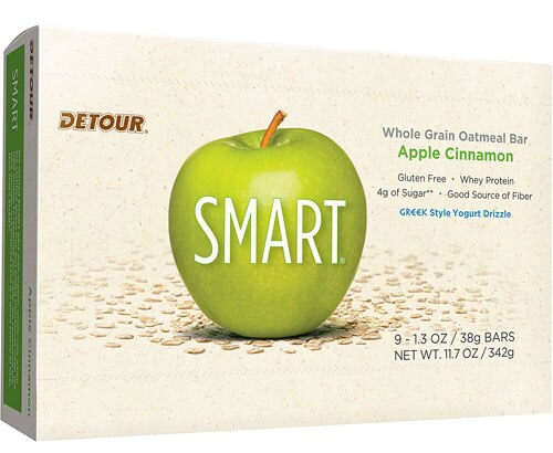 Detour Bar Smart Whole Grain Oatmeal Whey Protein Bar Apple Cinnamon -- 9 Bars