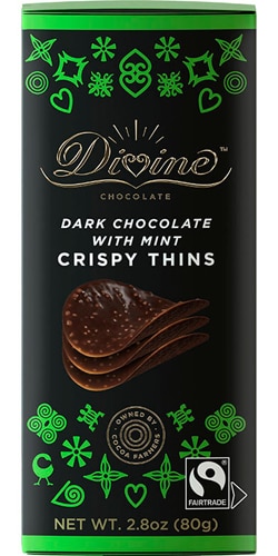 Divine Chocolate Dark Chocolate with Mint Crispy Thins