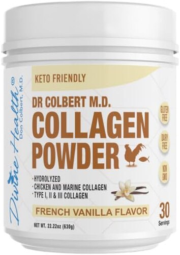Divine Health Keto Zone Hydrolyzed Collagen plus Probiotics Type I II and III French Vanilla