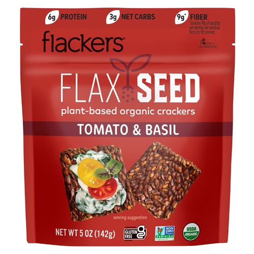 Doctor In The Kitchen Flackers® Organic Flax Seed Crackers Tomato & Basil -- 5 oz