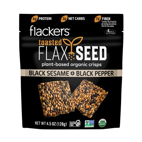 Doctor In The Kitchen Flackers Toasted Seed Crisps Black Sesame Seed & Black Pepper -- 4.5 oz
