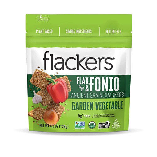 Doctor In The Kitchen Flax & Fonio Ancient Grain Crackers Garden Vegetable -- 4.5 oz