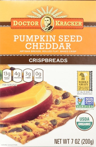 Doctor Kracker Organic Crispbreads Pumpkin Seed Cheddar -- 7 oz