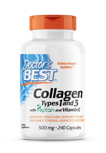 Doctor's Best Collagen Types 1 and 3 with Vitamin C -- 500 mg - 240 Capsules