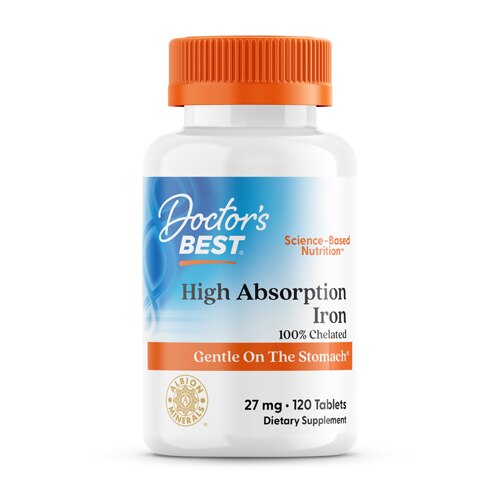 Doctor's Best High Absorption Iron with Ferrochel® -- 27 mg - 120 Tablets