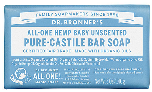 Dr. Bronner's Organic Pure-Castile Soap, Unscented Baby Mild - 5 oz bar