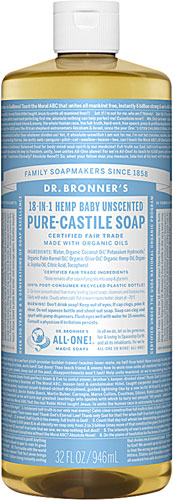 Dr Bronner S Pure Castile Liquid Soap Baby Mild Unscented 32 Fl Oz Vitacost