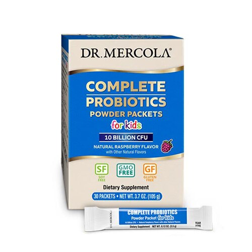 Dr. Mercola Complete Probiotics Powder Packets for Kids Natural Raspberry -- 10 billion CFU - 30 Packets