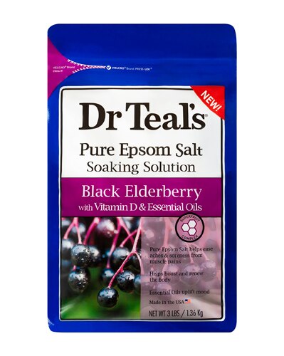 Dr. Teal's Pure Epsom Salt Soaking Solution Black Elderberry with Vitamim D -- 3 lbs