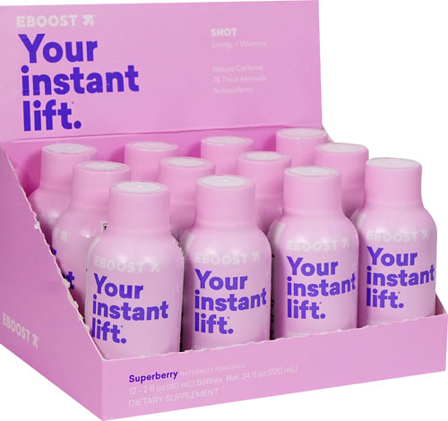 EBoost Shot Energy plus Vitamins Super Berry -- 12 Bottles