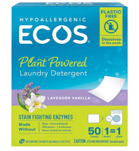 ECOS Laundry Detergent Sheets HE Lavender Vanilla -- 50 Loads