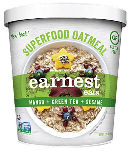 Earnest Eats Superfood Oatmeal Cup Gluten Free Mango Green Tea Sesame -- 2.35 oz