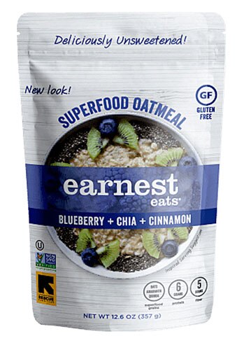 Earnest Eats Superfood Oatmeal Gluten Free Blueberry Chia Cinnamon -- 12.6 oz