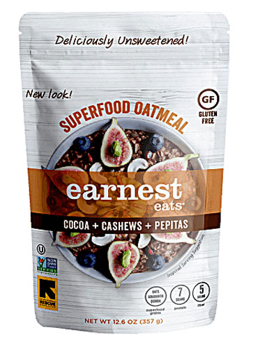 Earnest Eats Superfood Oatmeal Gluten Free Cocoa Cashew Pepitas -- 12.6 oz