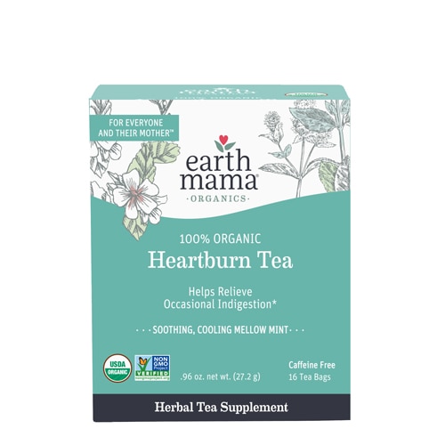 Earth Mama Organic Heartburn Tea - Caffeine Free -- 16 Tea Bags