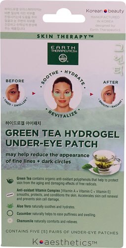 Earth Therapeutics Green Tea Hydrogel Under-Eye Patch -- 5 Under-Eye Patches