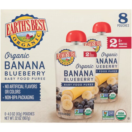 Earth's Best Organic Baby Food Puree Stage 2 Orange Banana -- 4 oz Each /  Pack of 8
