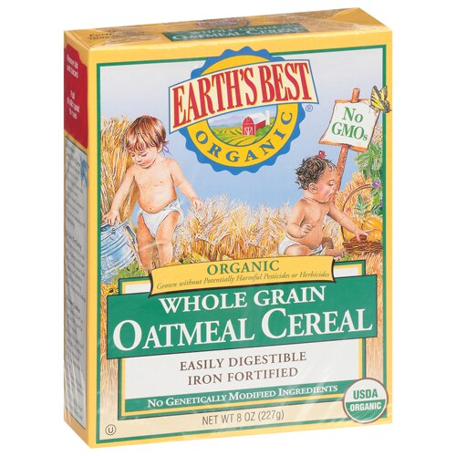 Earth's Best Organic Infant Cereal Whole Grain Oatmeal Cereal -- 8 oz