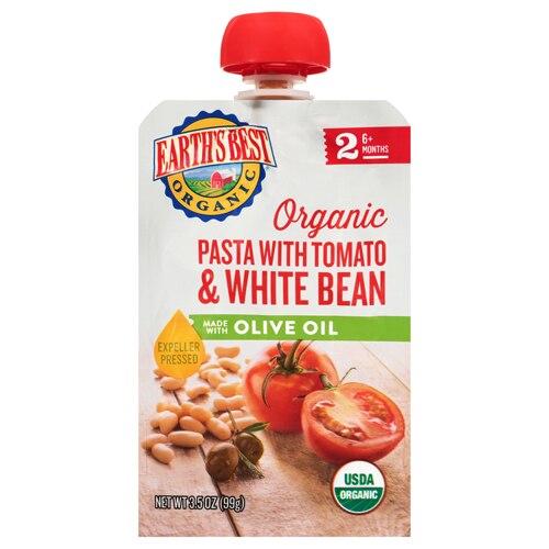 Earth's Best Organic Stage 2 Baby Food Pasta with Tomato & White Bean -- 3.5 oz