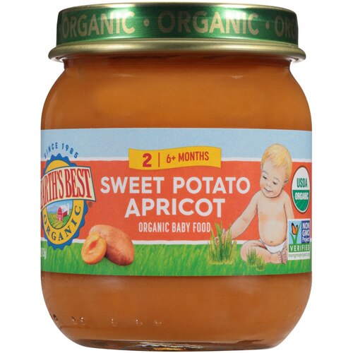 Earth's Best Organic Stage 2 Baby Food Sweet Potato and Apricot -- 4 oz