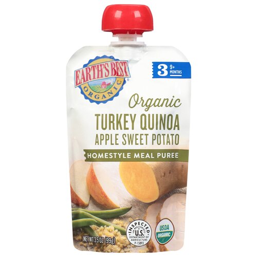 Earth's Best Organic Stage 3 Baby Food Turkey Quinoa Apple Sweet Potato --  3.5 oz