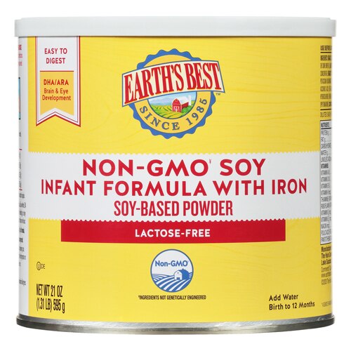 Earth's Best Plant Based Baby Formula Soy Based Powder Infant Formula with Iron Lactose Free Non-GMO Omega-3 DHA and Omega-6 ARA